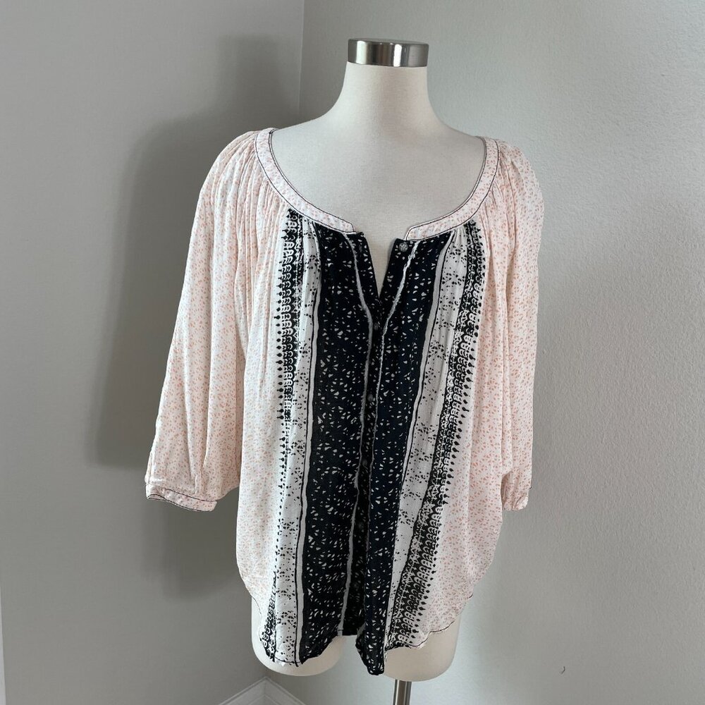 REVOLVE Free People Womens Small Days of Romance Top Ivory Button Blouse Shirt